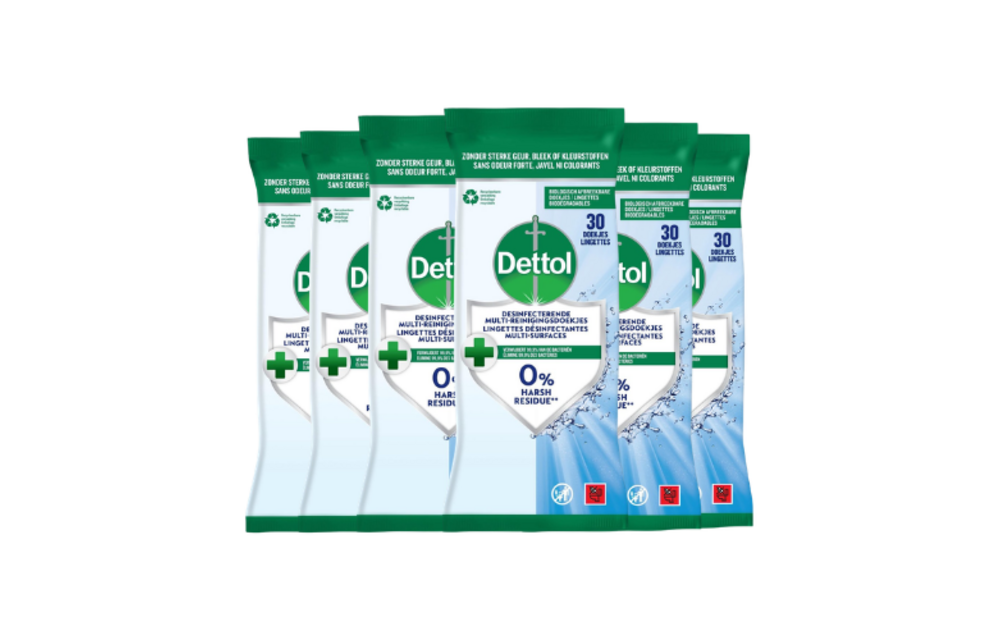 Dettol Desinfecterende Reinigingsdoekjes – 180 Stuks – 6x 30 – Voor Meerdere Oppervlakken