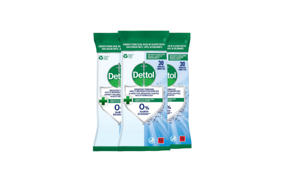 Dettol Desinfecterende Reinigingsdoekjes – 90 Stuks – 3x 30 – Voor Meerdere Oppervlakken