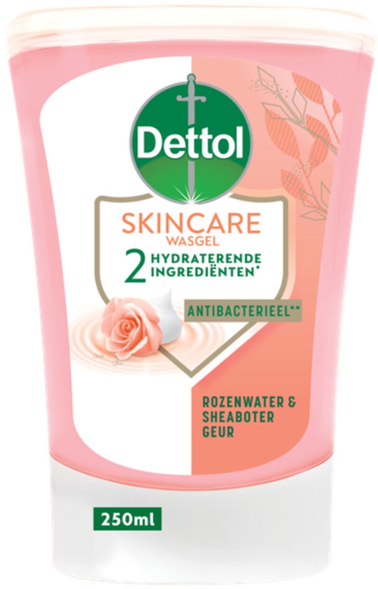 Dettol No-Touch Handzeep Navulling Rozenwater & Sheabutter (Skincare) 250ml - 1 stuk - Voordeelverpakking