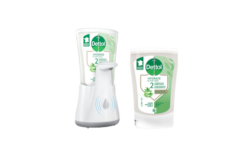 Dettol Handzeep Automatische Zeepdispender No Touch met navulluing Hydraterende Aloë Vera + Dettol Handzeep No Touch Navulling - Aloe Vera - 250ml