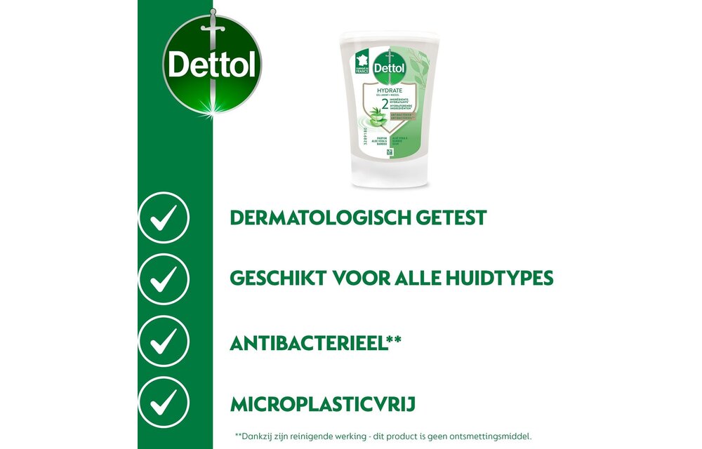 Dettol Handzeep Automatische Zeepdispender No Touch met navulluing Hydraterende Aloë Vera + Dettol Handzeep No Touch Navulling - Aloe Vera - 250ml