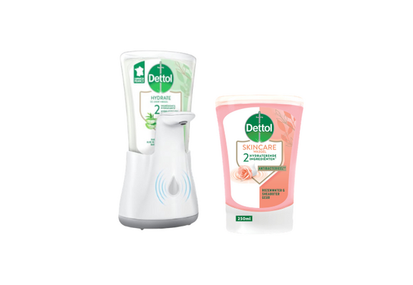 Dettol - Automatische Zeepdispenser No Touch &1x250ml Handzeep No Touch Navulling - Sheabutter