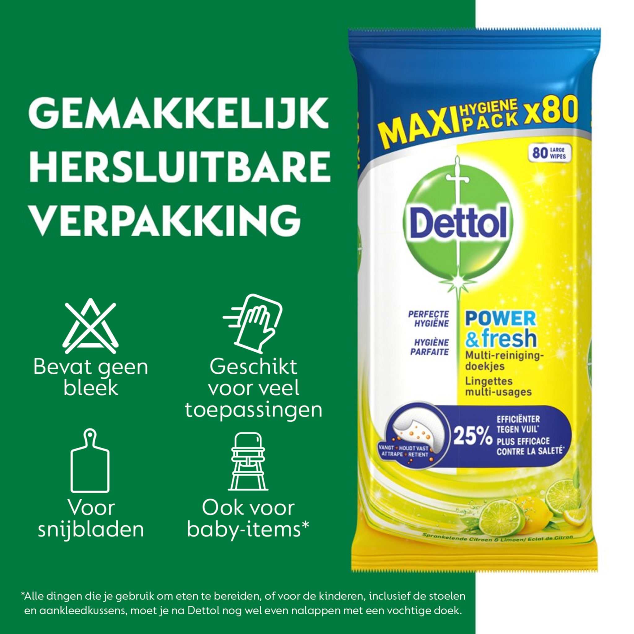 Dettol - 72 stuks Schoonmaakdoekjes - Citrus - 1L Allesreiniger - Katoenfris - Voordeelverpakking