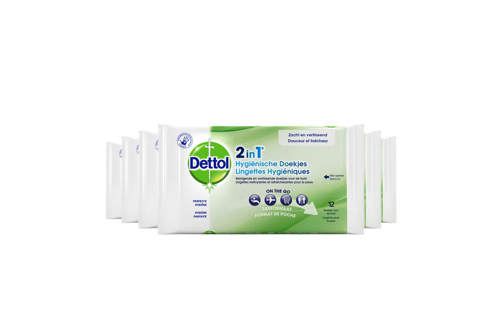 Dettol 2in1 desinf doekje x6