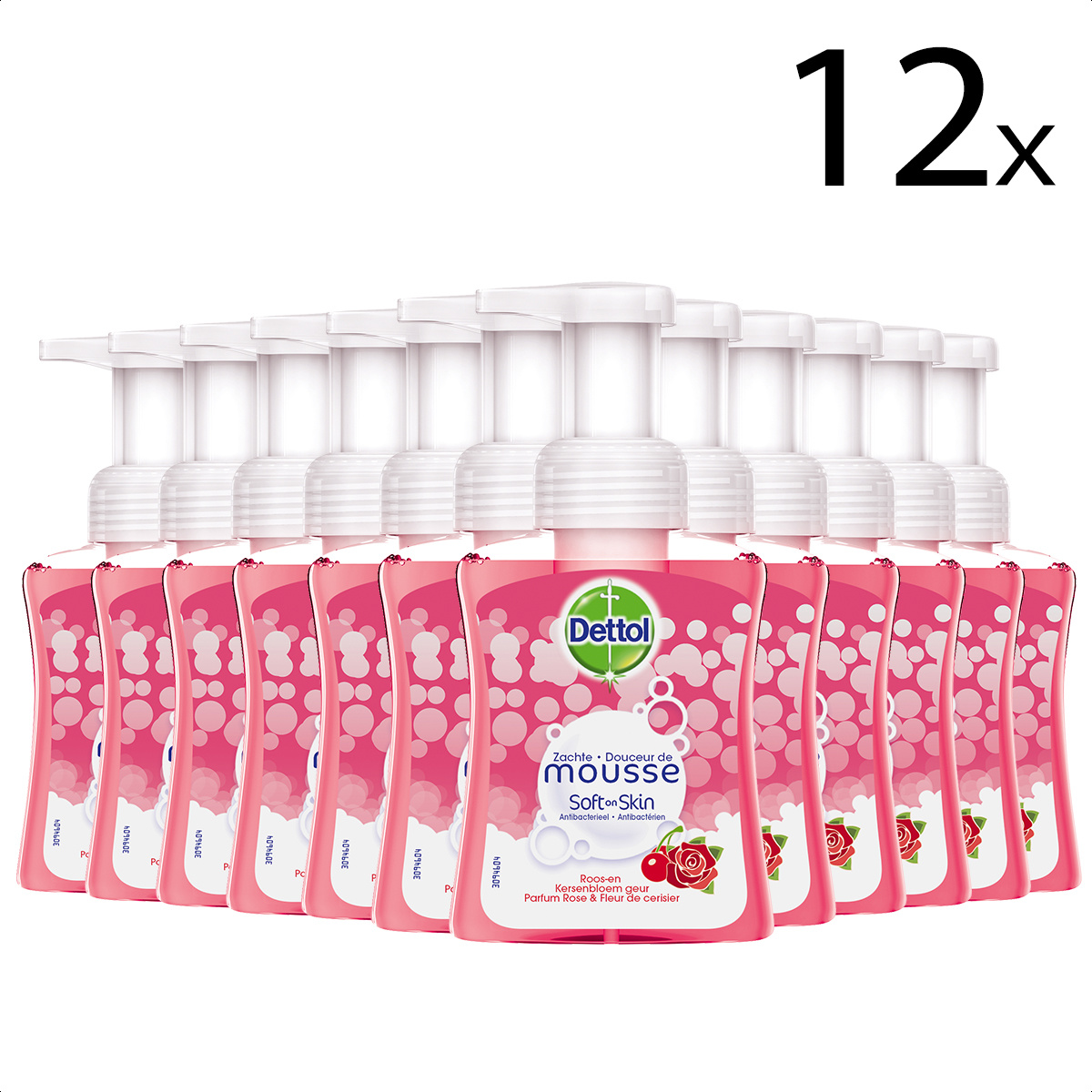 Dettol Mousse Rose & Cherryblossom 250ML - 12 Stuks - Voordeelverpakking
