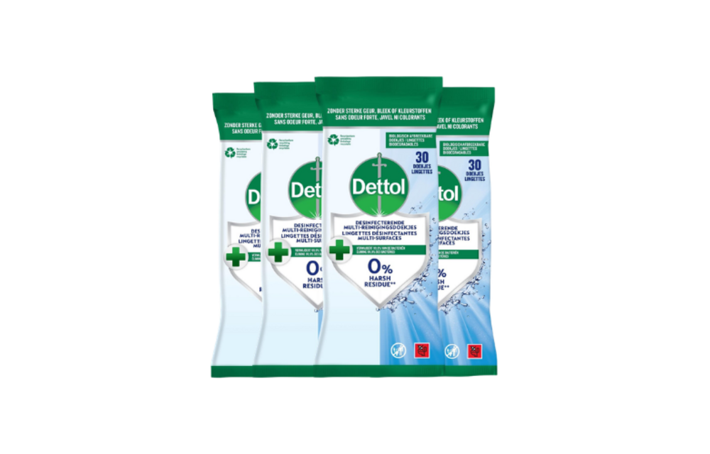 Dettol Desinfecterende Reinigingsdoekjes – 120 Stuks – 4x 30 – Voor Meerdere Oppervlakken