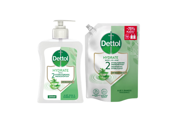 Dettol - 1x Dettol Refill Hydrating Aloe Vera 500ML - 1 x Dettol Hydrating Aloe Vera 250ML - Voordeelpakket
