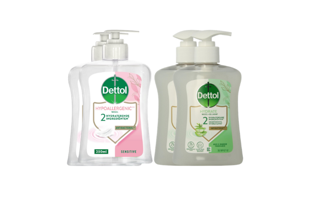 Dettol Handzeep - Verzachtend – Aloe Vera - 250ml x2 + Dettol Handzeep - Gevoelige Huid - 250ml x2