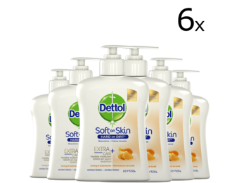 Dettol Handzeep - Extra Care Droge en Normale Huid Honing &amp; Galamboter 250ml x6