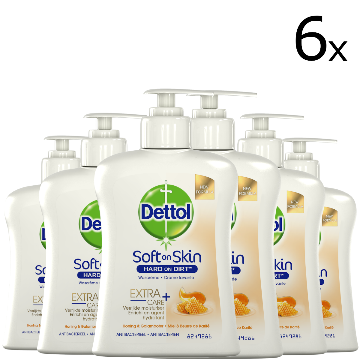 Dettol Handzeep - Extra Care Droge en Normale Huid Honing & Galamboter 250ml x6