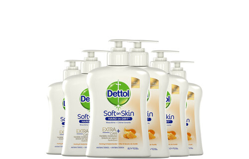 Dettol Handzeep - Extra Care Droge en Normale Huid Honing & Galamboter 250ml x6