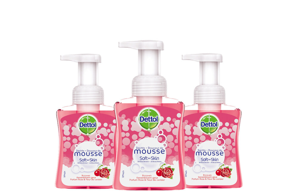 Dettol Handzeep Zachte Mousse - Roos & Kersenbloesem - 250ml x3