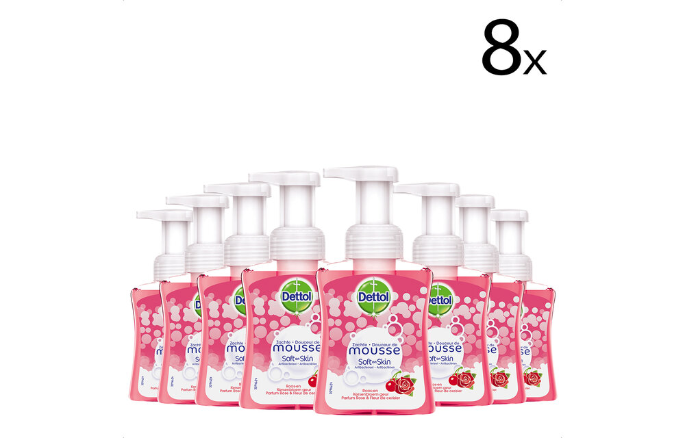 Dettol Mousse Rose & Cherryblossom 250ML - 8 Stuks - Voordeelverpakking