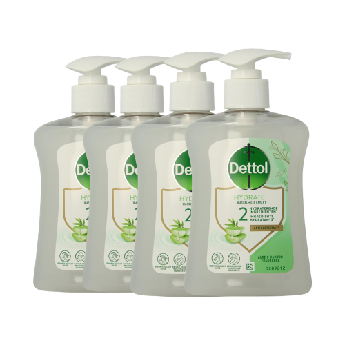 Dettol Hydrate Handzeep Aloë & Bamboe – 4x 250 ml – Hydraterende Handzeep – 1 Liter