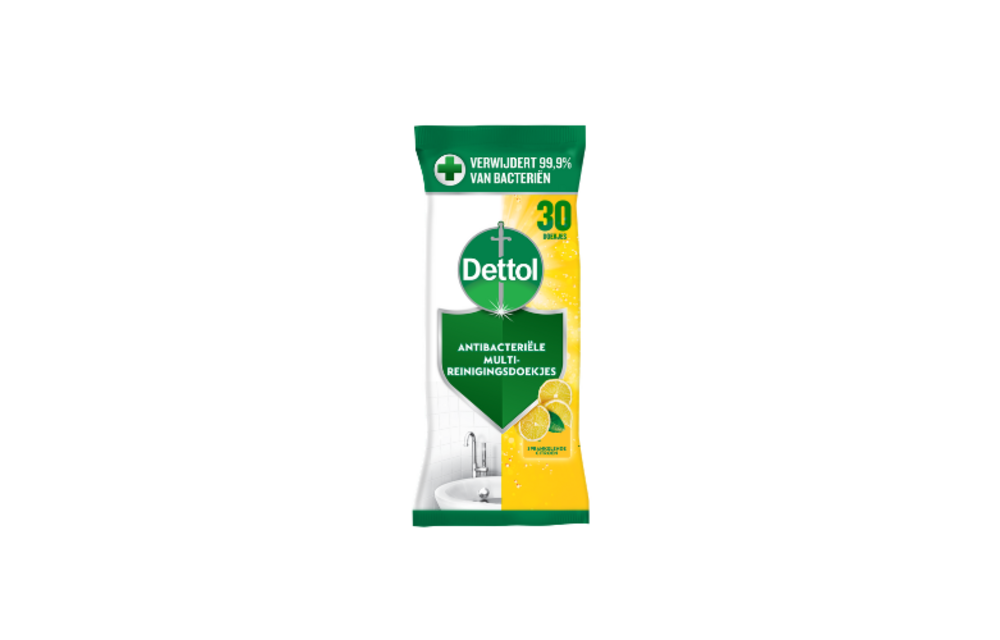 Dettol Antibacteriële Multi-reinigingsdoekjes Sprankelende Citroen 30st