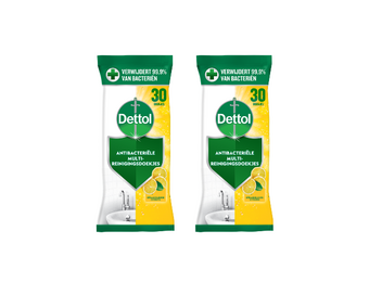 Dettol Antibacteriële Multi-Reinigingsdoekjes Sprankelende Citroen – 2x 30 Stuks – 60 Doekjes