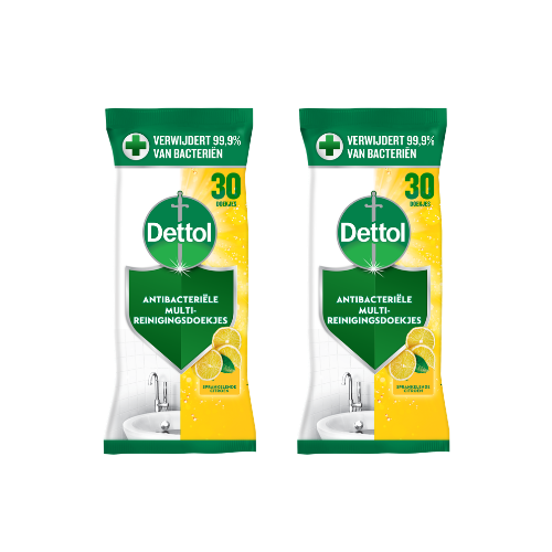 Dettol Antibacteriële Multi-Reinigingsdoekjes Sprankelende Citroen – 2x 30 Stuks – 60 Doekjes
