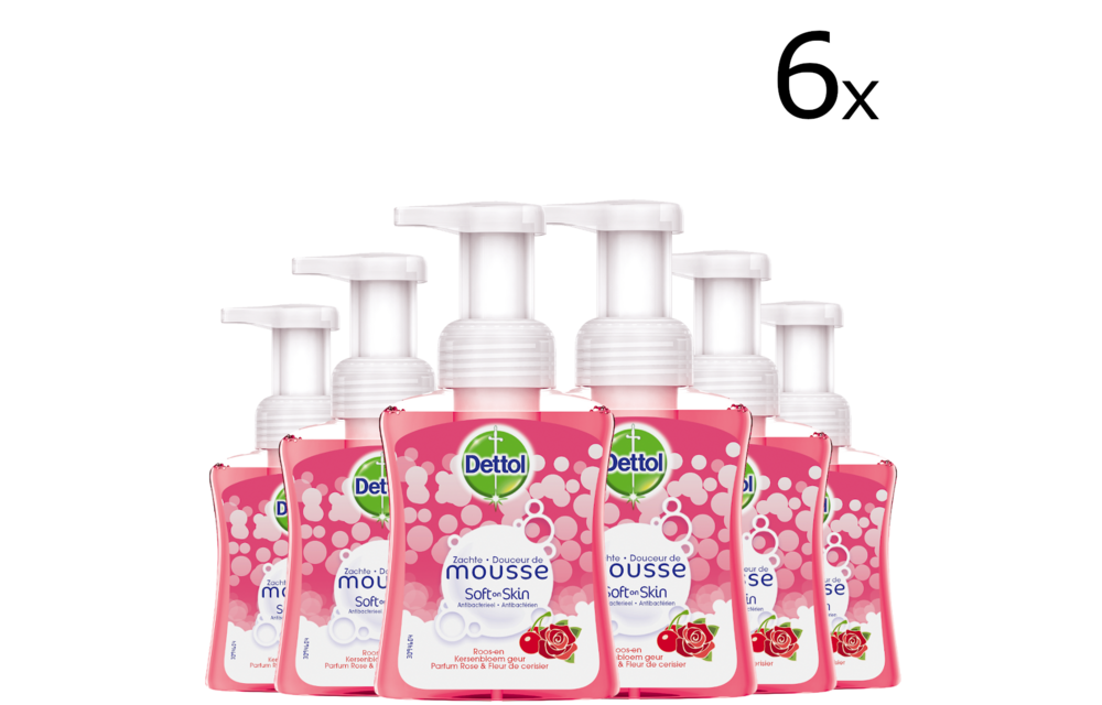 Dettol Handzeep Zachte Mousse - Roos & Kersenbloesem - 250ml x6