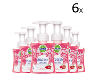 Dettol Handzeep Zachte Mousse - Roos &amp; Kersenbloesem - 250ml x6
