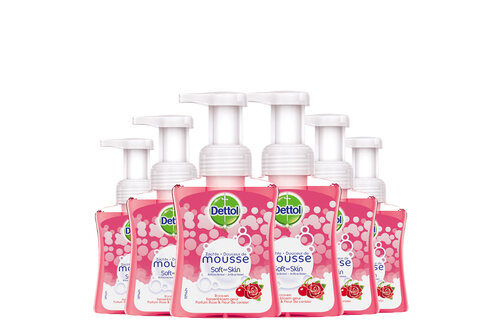 Dettol Handzeep Zachte Mousse - Roos & Kersenbloesem - 250ml x6