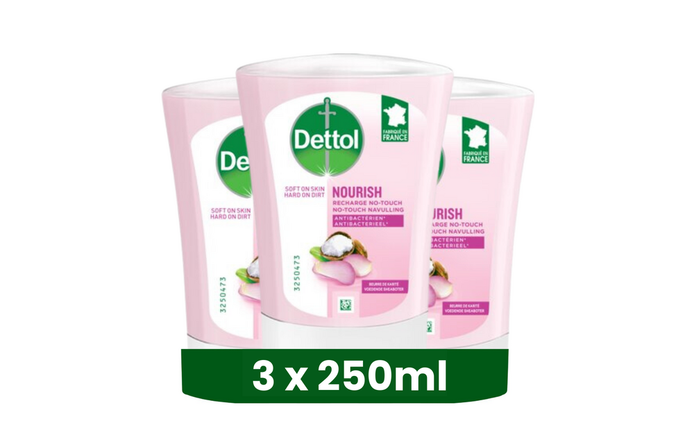 Dettol No-Touch Handzeep Navulling Rozenwater & Sheabutter (Skincare) 250ml - 3 stuks - Voordeelverpakking