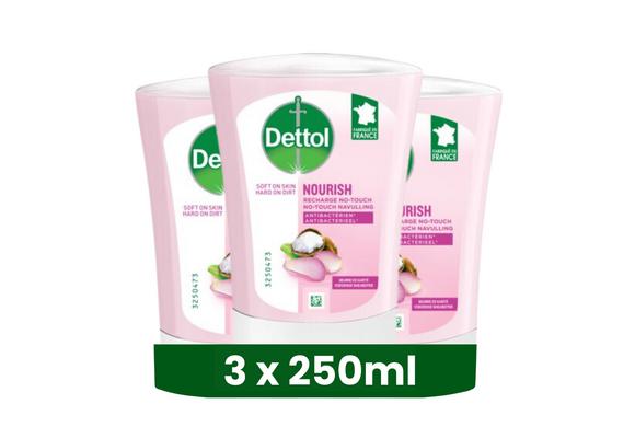 Dettol No-Touch Handzeep Navulling Rozenwater & Sheabutter (Skincare) 250ml - 3 stuks - Voordeelverpakking