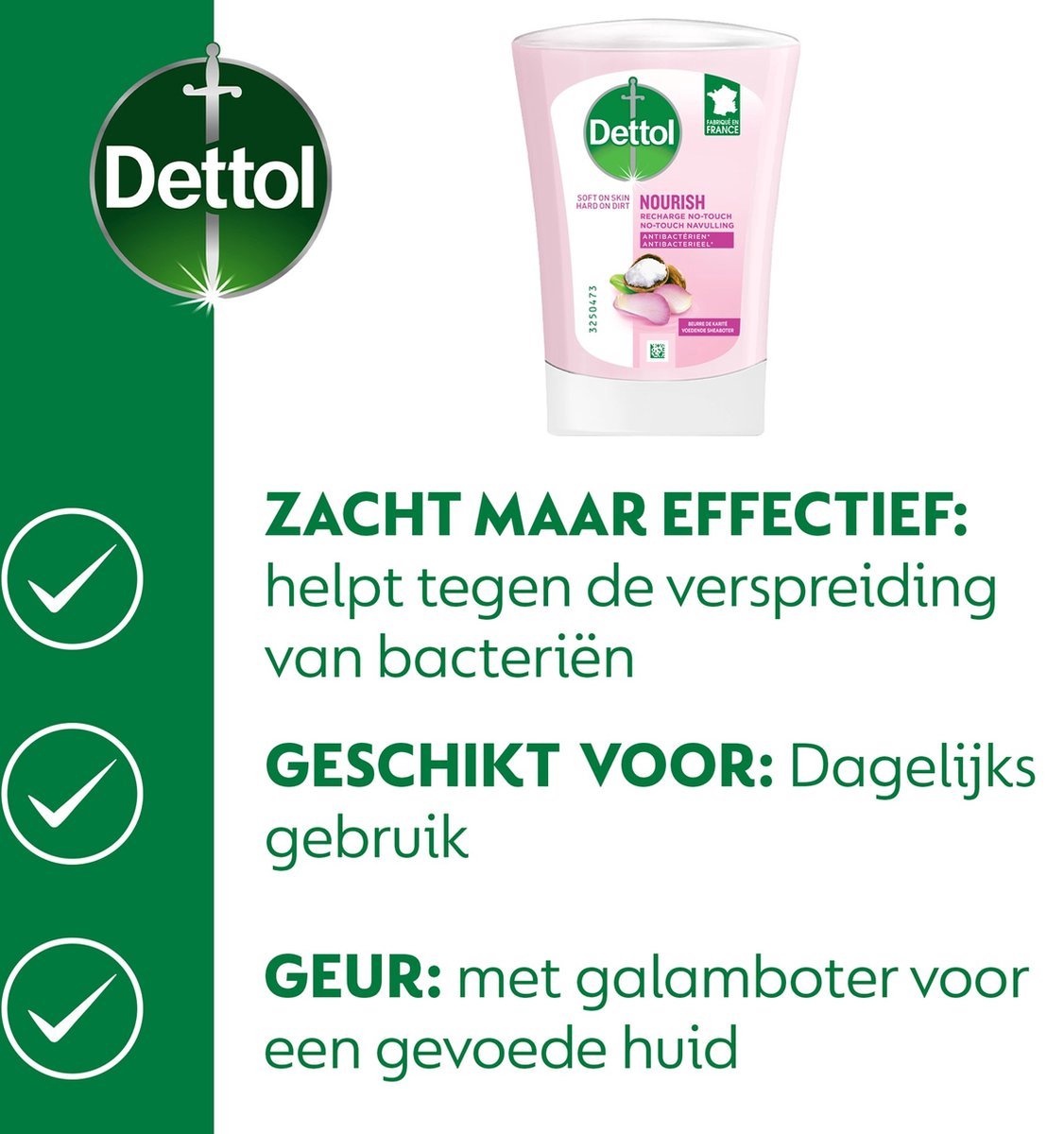 Dettol No-Touch Handzeep Navulling Rozenwater & Sheabutter (Skincare) 250ml - 3 stuks - Voordeelverpakking