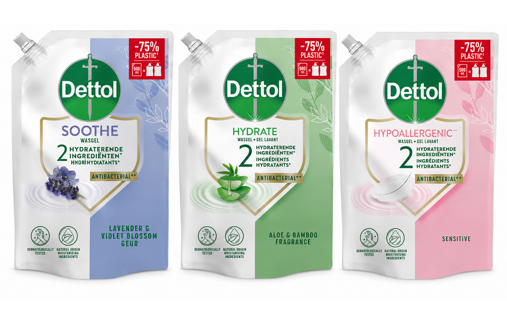 Dettol - 3x Dettol Refill Hydrating Aloe Vera 500ML - 1 x Dettol Refill Sensitive 500ML - 1x Dettol Refill Relaxing Lavender 500ML - Voordeelpakket