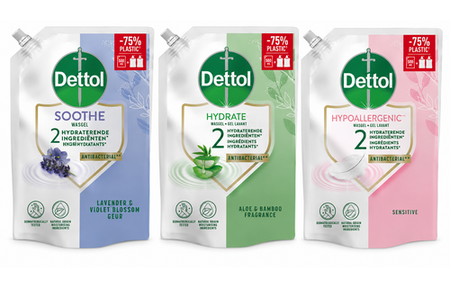 Dettol - 3x Dettol Refill Hydrating Aloe Vera 500ML - 1 x Dettol Refill Sensitive 500ML - 1x Dettol Refill Relaxing Lavender 500ML - Voordeelpakket