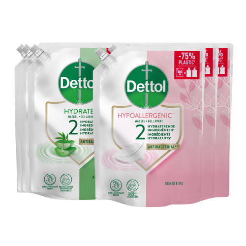 Dettol - 2L Handzeep Navulling - Antibacterieel - Citrus 2x500ml en Jasmijn 2x500ml - Voordeelverpakking