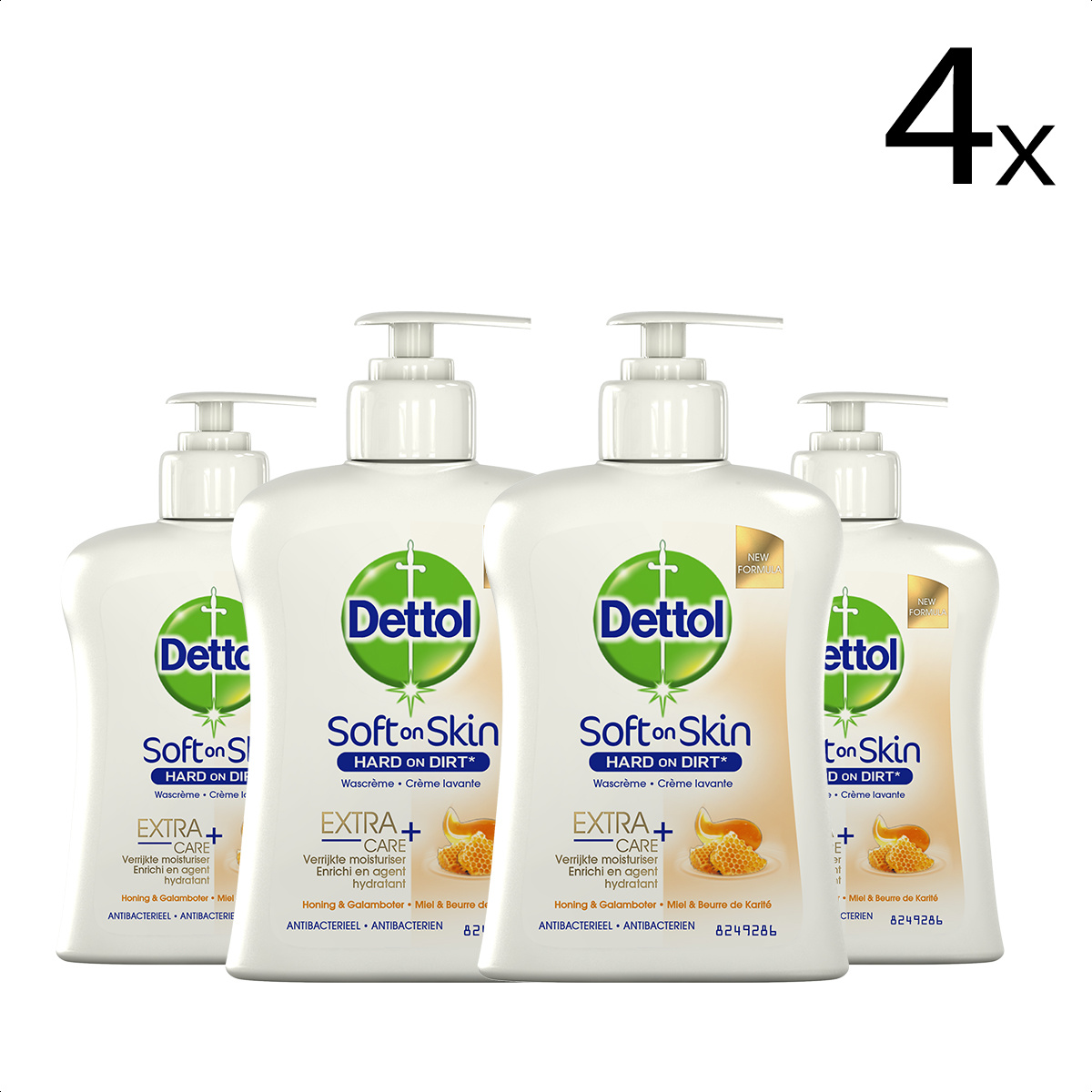 Dettol Handzeep - Extra Care Droge en Normale Huid Honing & Galamboter 250ml x4