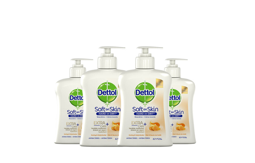 Dettol Handzeep - Extra Care Droge en Normale Huid Honing & Galamboter 250ml x4