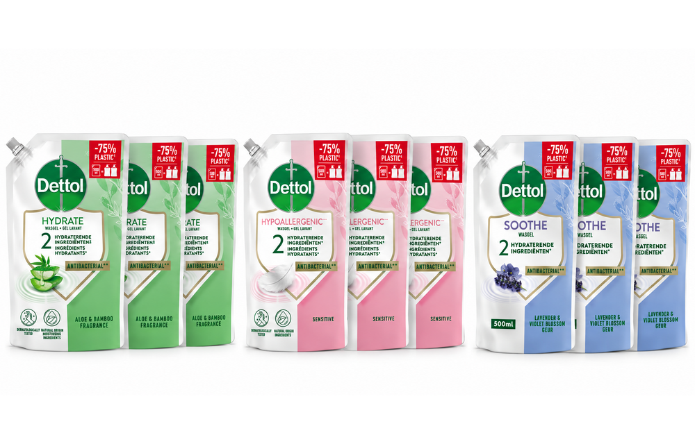 Dettol - 6x Dettol Refill Hydrating Aloe Vera 500ML - 3 x Dettol Refill Sensitive 500ML - 3x Dettol Refill Relaxing Lavender 500ML