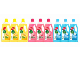Dettol - 9L Allesreiniger Power & Fresh - Katoenfris 3x1L - Citrus 3x1L - Kersenbloesem 3x1L - Voordeelverpakking