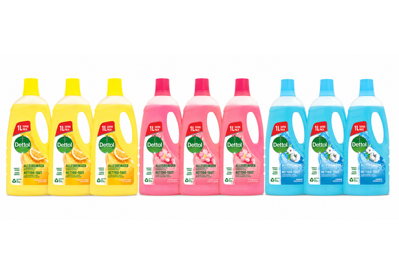 Allesreiniger Power Fresh - Katoenfris 3x1L - Citrus 3x1L - Kersenbloesem 3x1L - Voordeelverpakking - 9 L