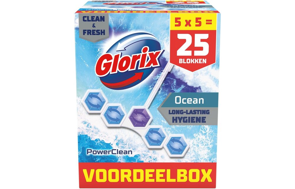 Glorix -WC blokjes - Ocean - 25 stuks - Voordeelverpakking