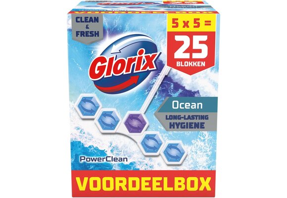 Glorix -WC blokjes - Ocean - 25 stuks - Voordeelverpakking