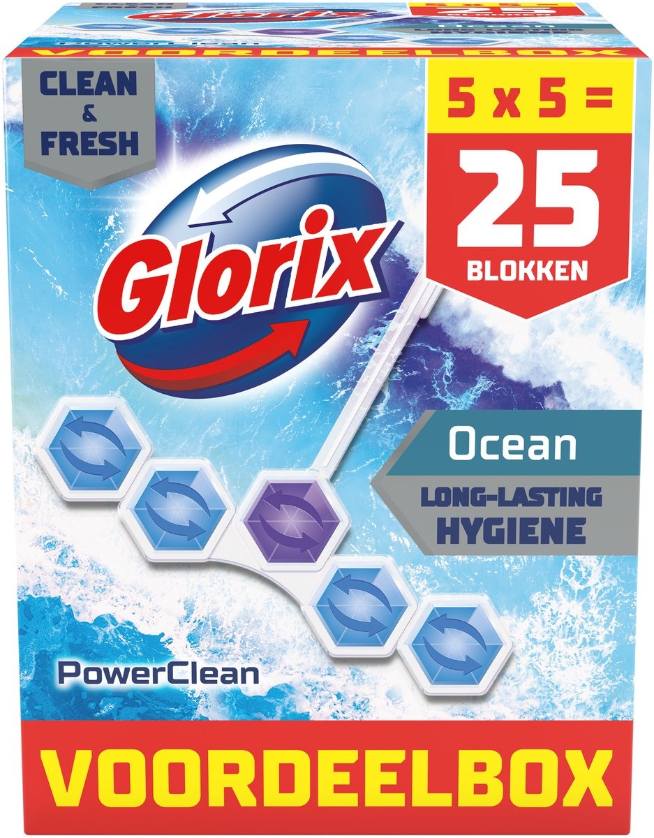 Glorix -WC blokjes - Ocean - 25 stuks - Voordeelverpakking