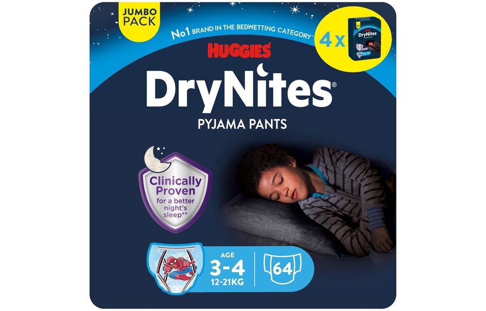 DryNites luierbroekjes - jongens - 3 tot 5 jaar (16 - 23 kg) - 64 stuks - voordeelverpakking