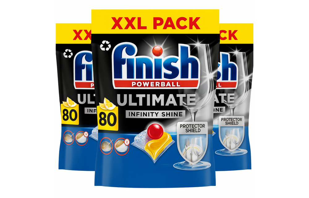 Finish Ultimate Infinity Shine Citroen Vaatwastabletten - 80 Capsules - kwartaalbox x3