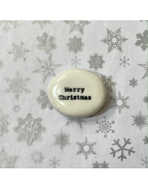 East of India Porcelain Pebble Merry Christmas