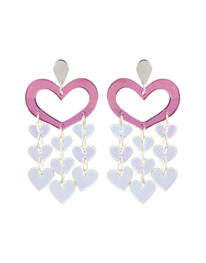Toolally Heart Chandelier Earrings Pink