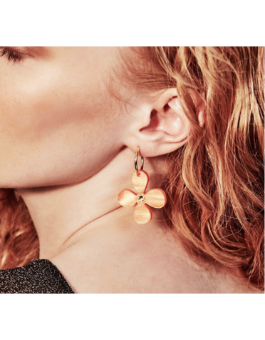 Toolally Daisy Hoop Earrings Orange Pearl