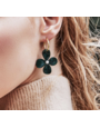 Toolally Daisy Hoop Earrings Emerald Pearl