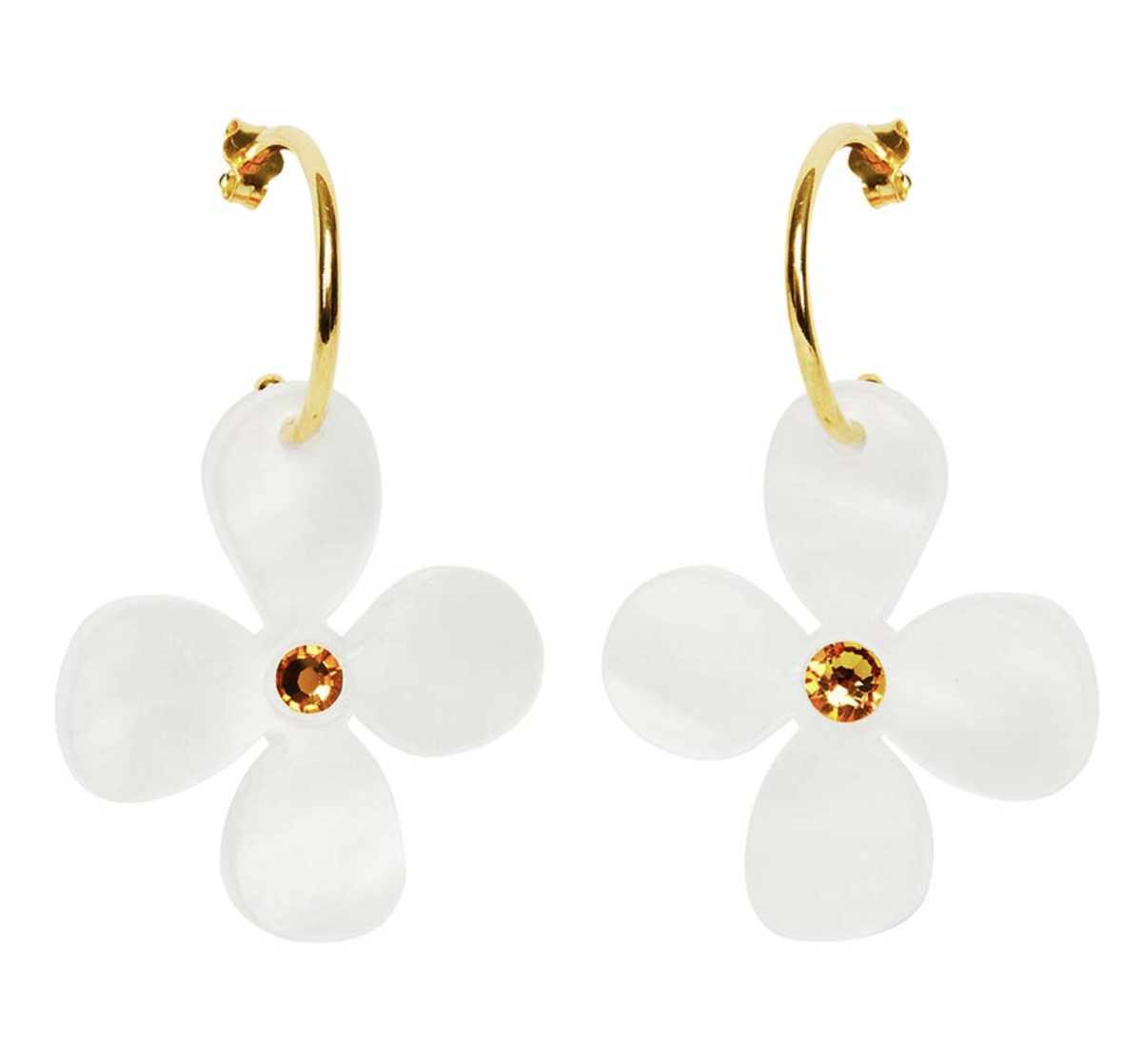Toolally Daisy Hoop Earrings White Pearl