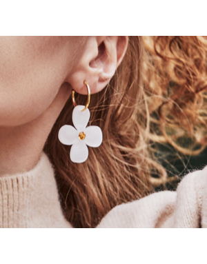 Toolally Daisy Hoop Earrings White Pearl