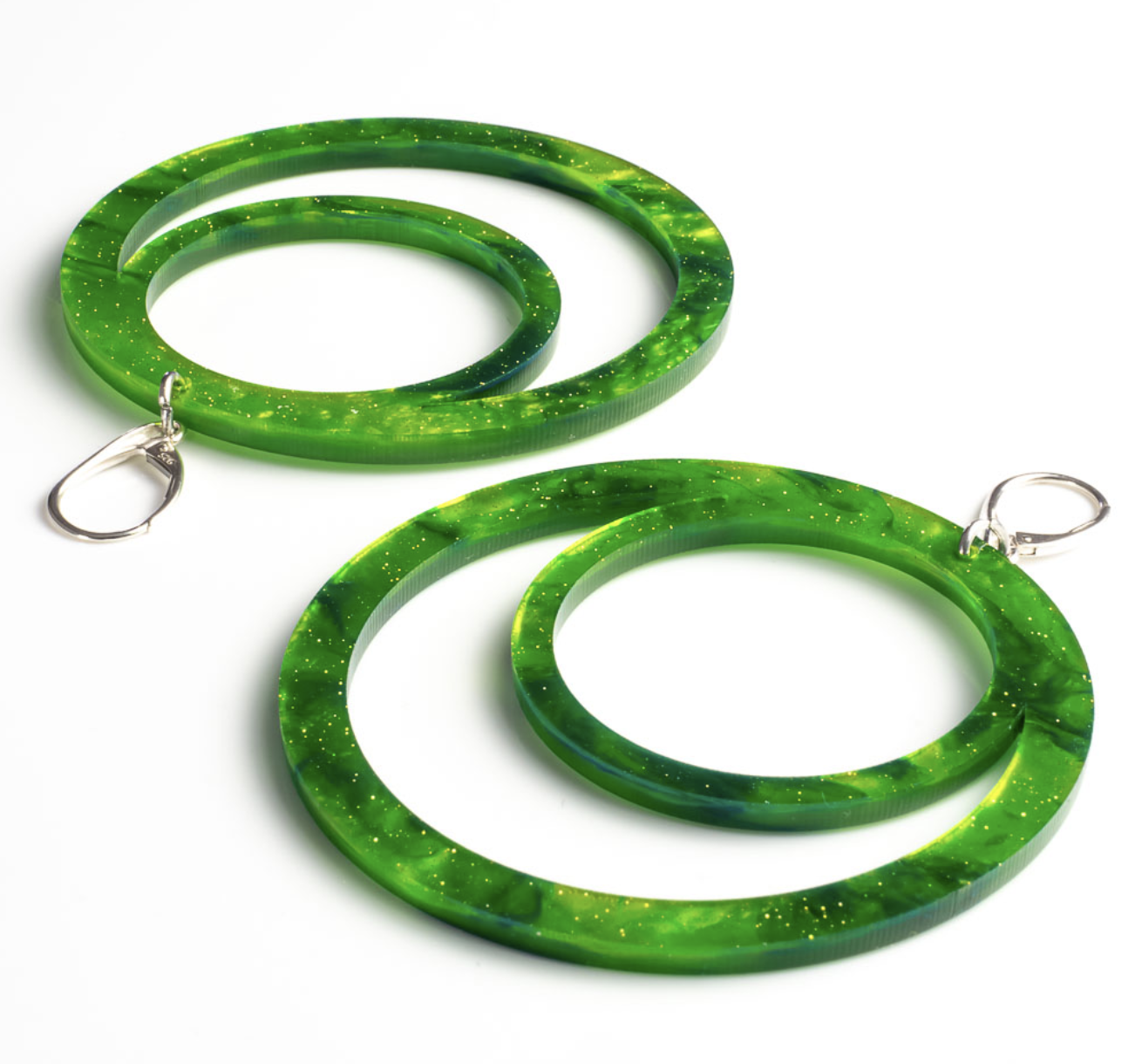 Toolally Hoop Earrings Green Glitter