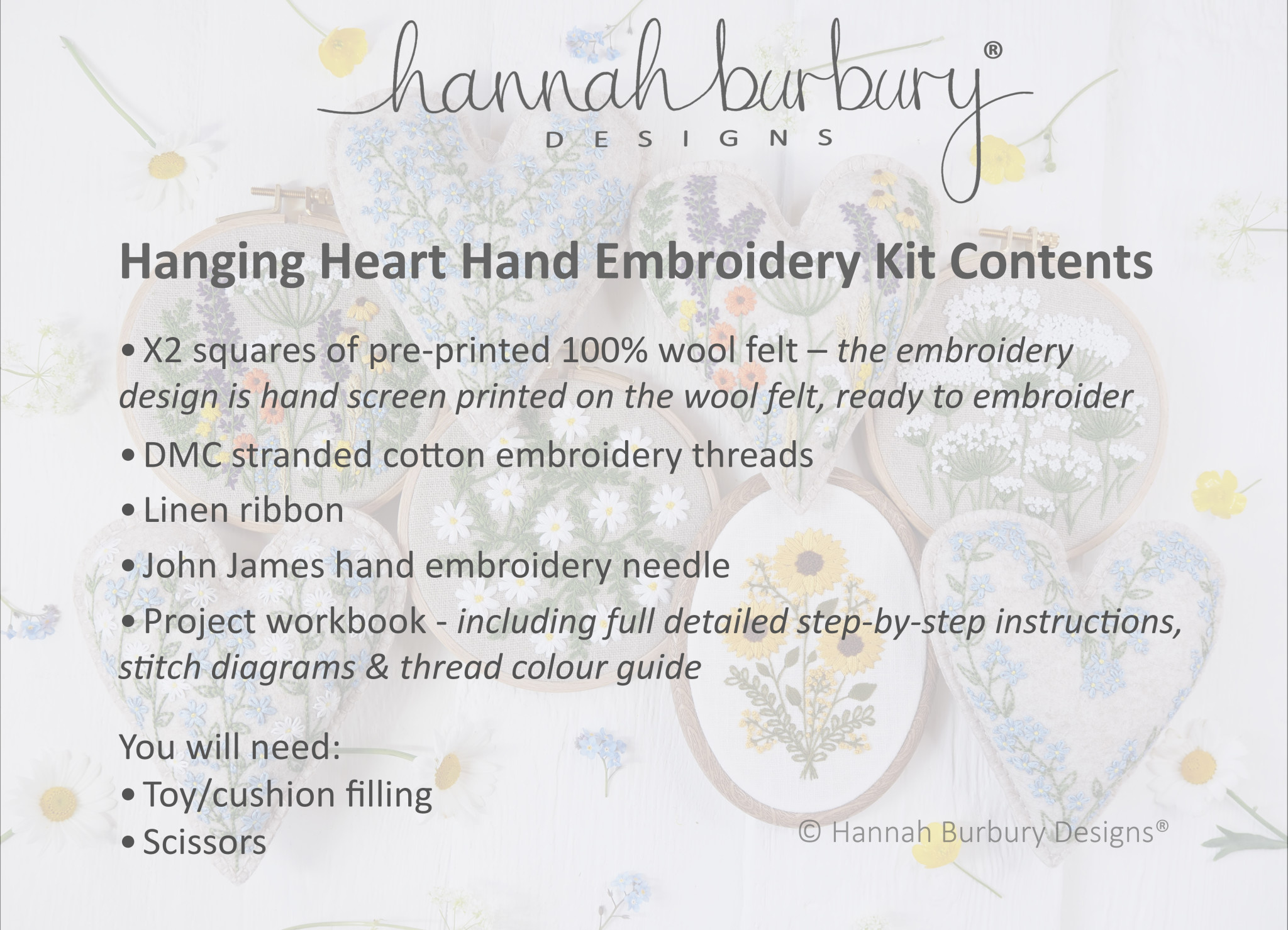 Hannah Burbury Wilma Heart Embroidery Kit DIS
