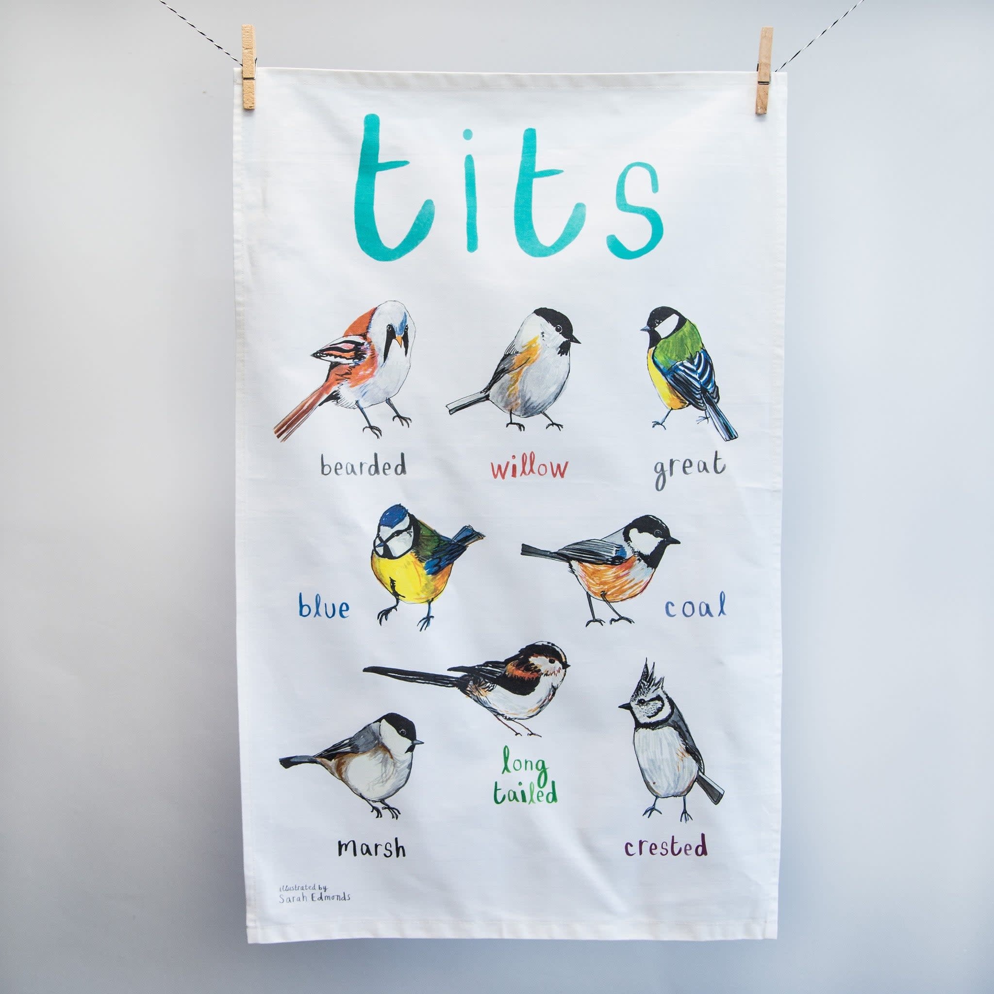 Sarah Edmonds Tits Tea Towel