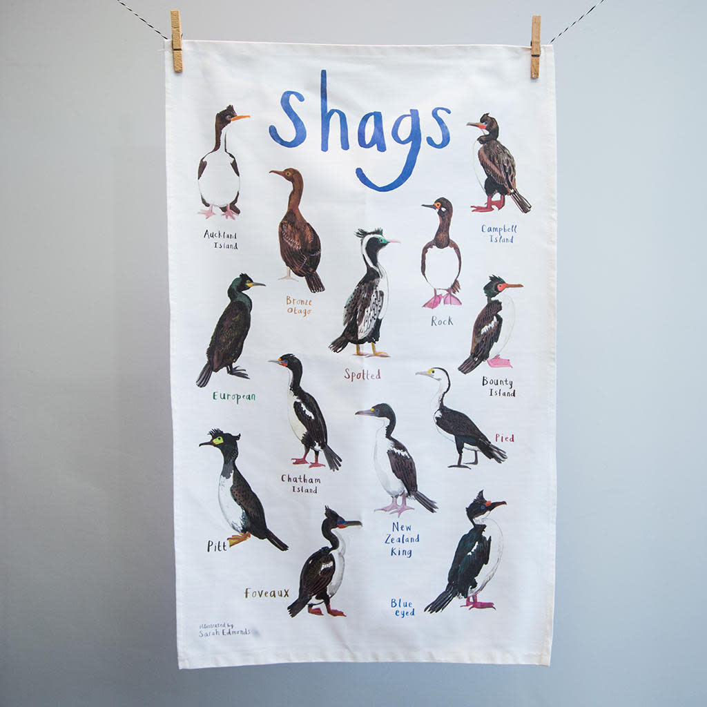 Sarah Edmonds Shags Tea Towel